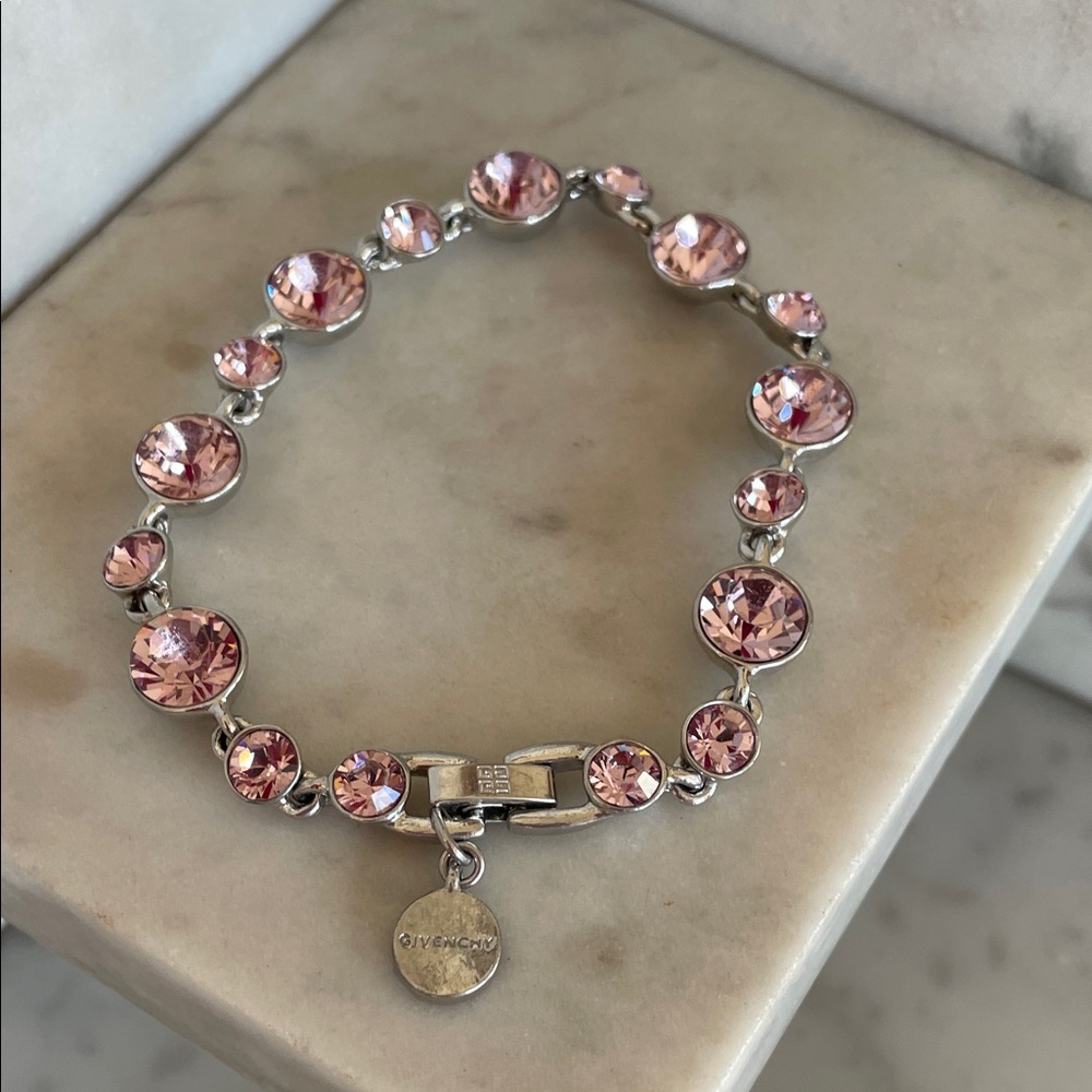 GIVENCHY Paparazzi Starstruck Pink Crystal Silver Setting Tennis Bracelet